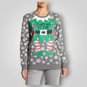 Cozy Zoe Gray & Green Elf Christmas Sweater